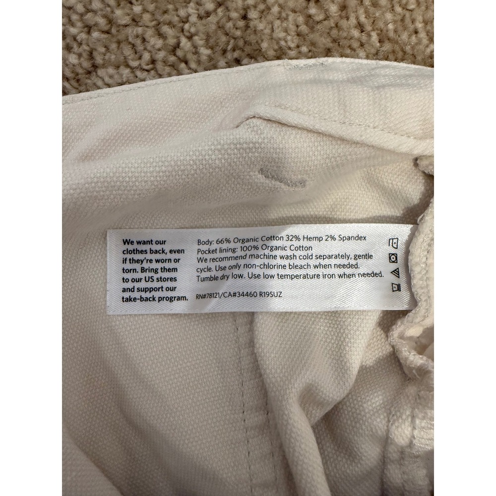 Eileen Fisher Pant Women 10 Cream Excellent Cotton Hemp Straight Leg Minimalist - Picture 4 of 9